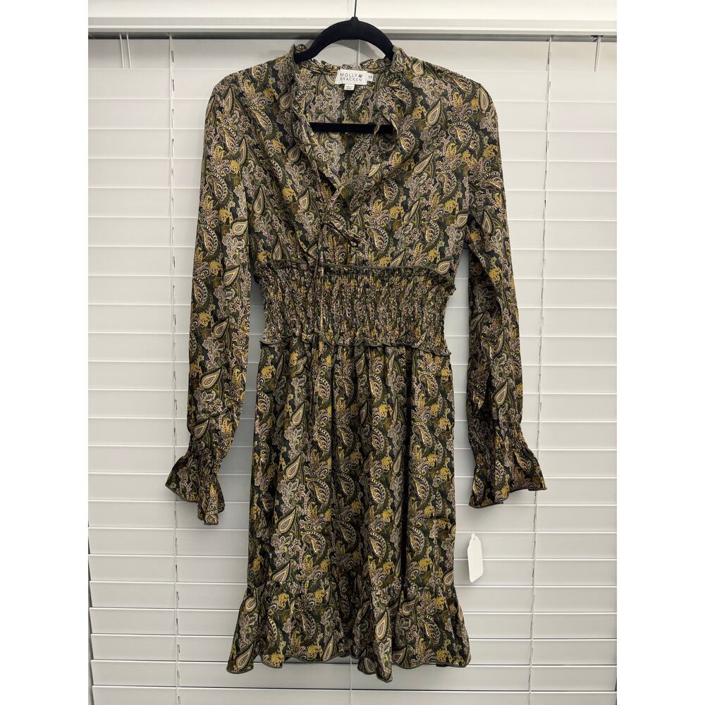 Molly Bracken NWT Paisley Dress XS Boho Smocked Waist